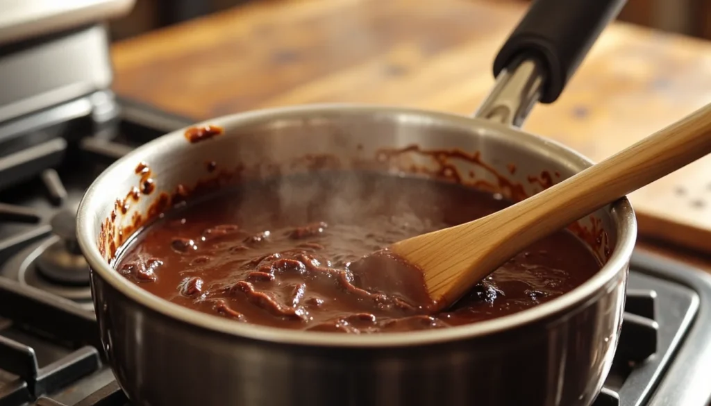 Making the Fudge Frosting