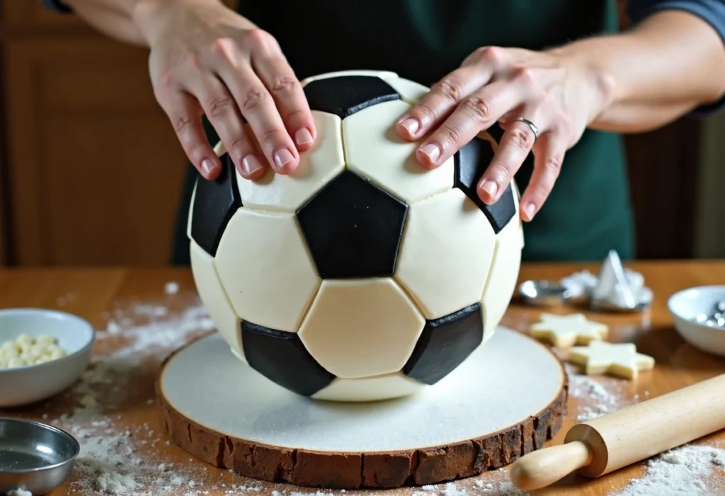 Add Fondant & Pattern – Soccer Ball Cake