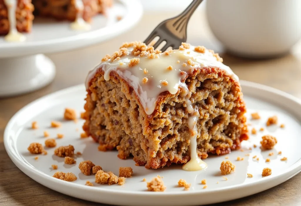 Slice of carrot bundt cake on a small plate