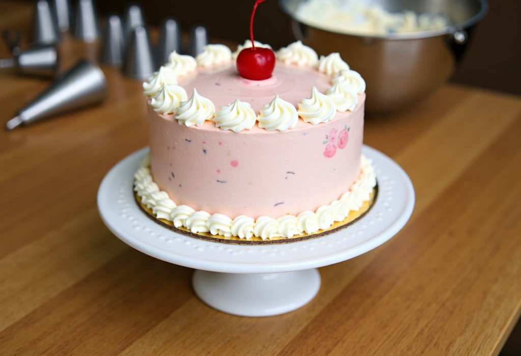 Finished Cake with Cherry on Top