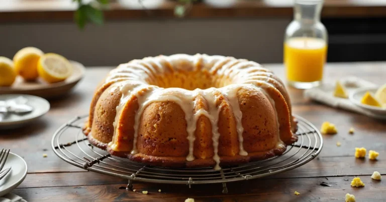 moist 7 Up pound cake with lemon glaze