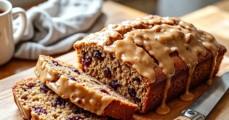Moist sticky date and walnut loaf cake drizzled with toffee sauce, an old-fashioned dessert