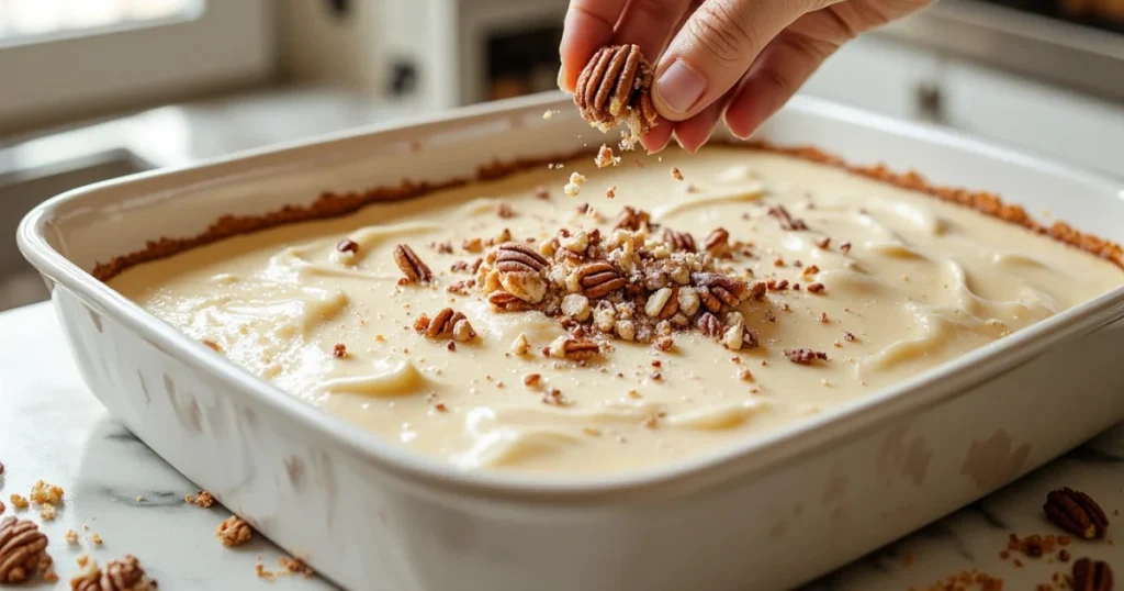 Neiman Marcus cake variation with pecans on top
