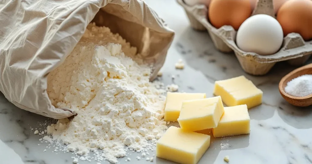 Flour and dairy options for Southern pound cake with eggs and butter